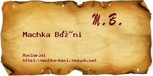 Machka Béni névjegykártya